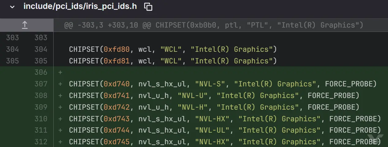 Capture listant les GPU Intel Xe3P pour Nova Lake S/H/U/HX sous pilotes Vulkan Linux, certains sans prise en charge du ray tr