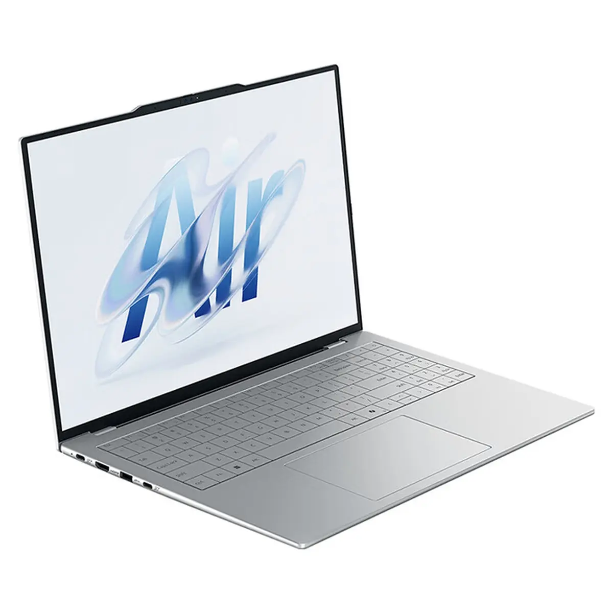 Lenovo Lecoo Air 16 : ultraportable 16 pouces de 1 kg avec Core Ultra 5 3 Ultrabook Lenovo Lecoo Air 16 de 1 kg avec CPU Meteor Lake, châssis fin gris et clavier complet, vue de trois quarts en utili