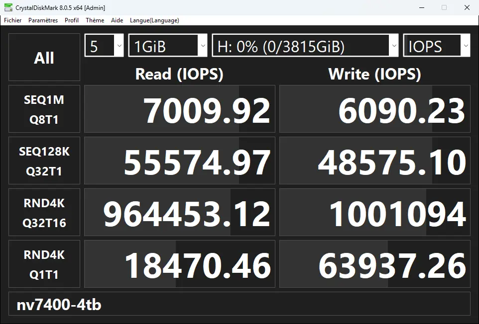 nv7400 4tb CrystalDiskMark iops