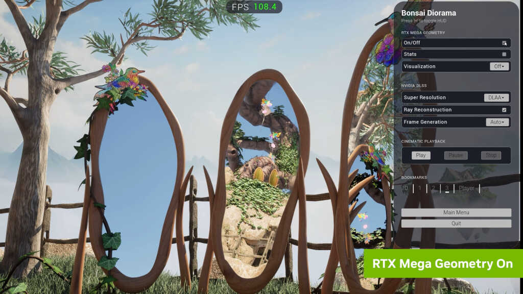 NVIDIA ACE accueille Qwen3-8B et un demo Bonsai Diorama sous Unreal Engine 5.6.1 3 Capture de la démo Bonsai Diorama rendue en temps réel sous Unreal Engine 5 avec RTX, textures détaillées et éclairage réalis