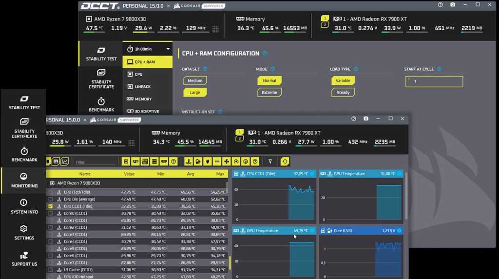 OCCT v15 : détection du coil whine GPU qui joue des « airs » et nouveaux tests 5 occt v15 corsair skin