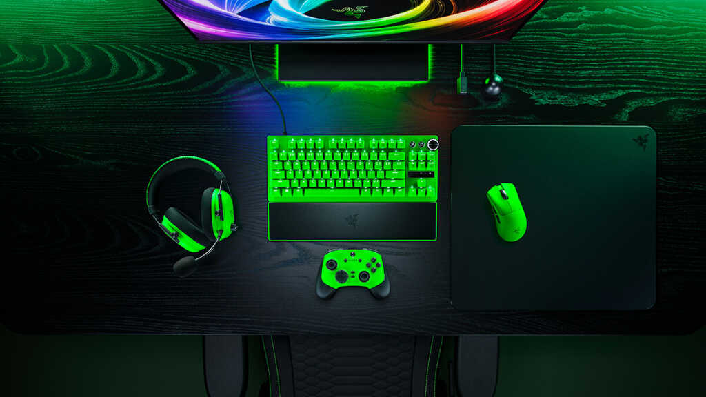 Razer Esports Green Collection : les périphériques e-sport passent au vert iconique 3 Razer Esports Green Collection : clavier, souris et casque gaming verts, périphériques e-sport performance RGB