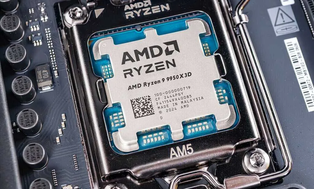AMD Ryzen 9 9950X3D2 16 cœurs, cache L3 192 Mo, TDP 200 W, CPU hautes performances pour PC gaming/production