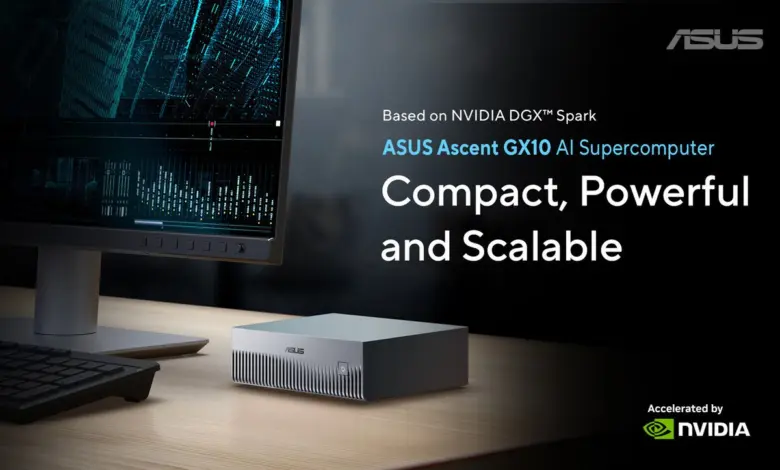 ASUS Ascent GX10 : mini supercalculateur personnel AI dispo le 15 octobre 2025 1 ASUS Ascent GX10 mini supercalculateur AI, GPU hautes perfs, refroidissement avancé, dispo 15 octobre 2025