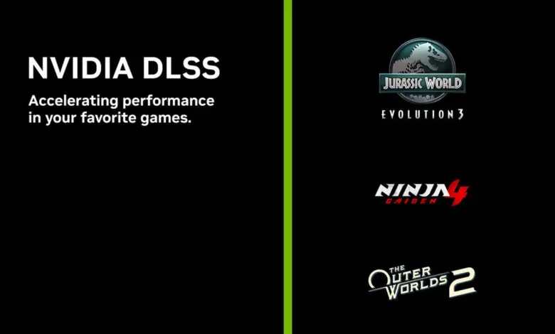 DLSS 4 arrive cette semaine dans The Outer Worlds 2, Bloodlines 2 et Jurassic World Evolution 3 1 Bannières DLSS 4 NVIDIA pour The Outer Worlds 2, Bloodlines 2 et Jurassic World Evolution 3 – upscaling AI, RTX, frame generation