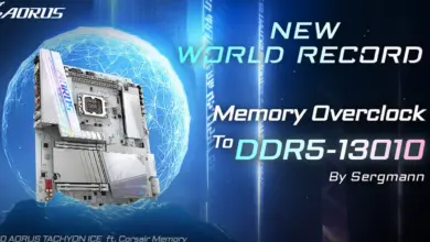 Carte mère Gigabyte Z890 AORUS Tachyon Ice, record DDR5 13010 MT/s, overclocking extrême, triple record mondial