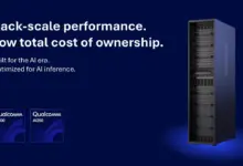 Cartes Qualcomm AI200 et AI250 en rack serveur, solutions d’inférence IA data center, hardware accélération
