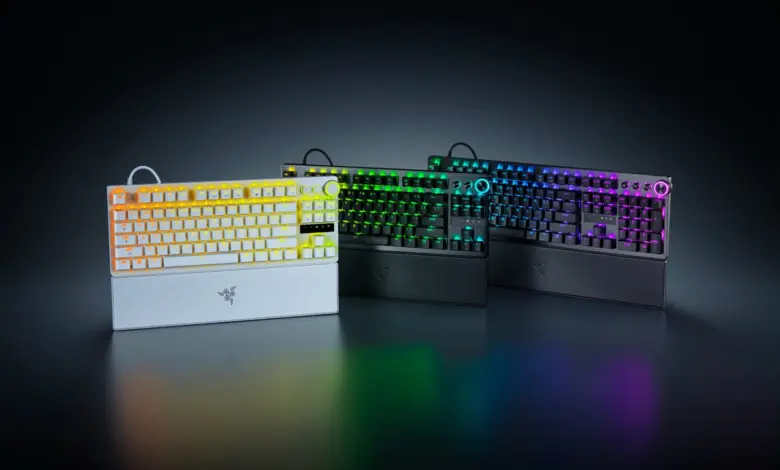 Razer Huntsman V3 Pro 8KHz : claviers e-sport ultra-réactifs avec switches analogiques Gen‑2 1 Razer Huntsman V3 Pro 8KHz — clavier e‑sport, switches analogiques Gen‑2, latence ultra‑faible, USB‑C, rétroéclairage RGB