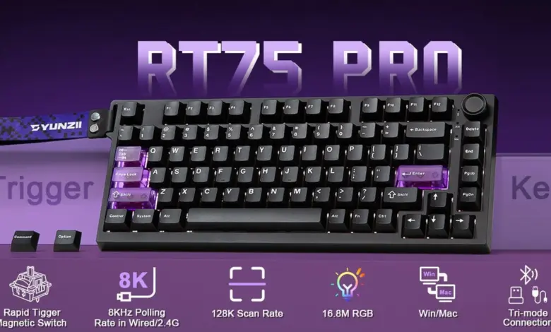 YUNZII RT75 PRO : clavier gaming Dual 8K, switches magnétiques et rapid trigger 1 YUNZII RT75 PRO: clavier gaming 75%, Dual 8K polling, switches magnétiques, rapid trigger, RGB