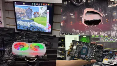 Illustration de l'article : RTX 5070 Ti ressuscitée : une RX 580 en VRM externe après un PCB troué (vue principale)