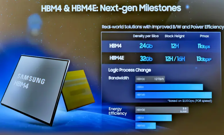 Samsung HBM4e vise 13 Gbps/pin et 3,25 To/s, production attendue fin 2025 1 Illustration de l'article : Samsung HBM4e vise >13 Gbps/pin et 3,25 To/s, production attendue fin (vue principale)