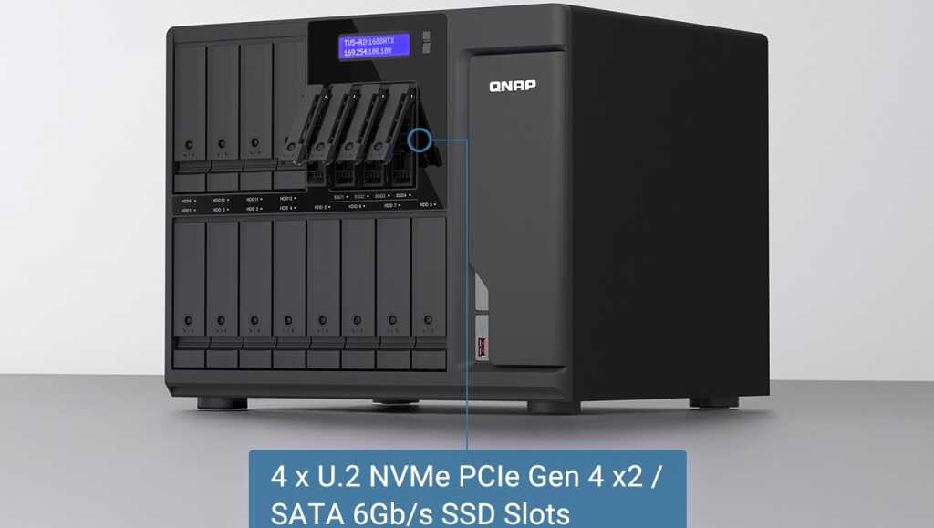 QNAP TVS-AIh1688ATX : NAS IA avec NPU Intel et 36 TOPS pour entreprises 3 tvs aih1688atx u2 nvme ssd