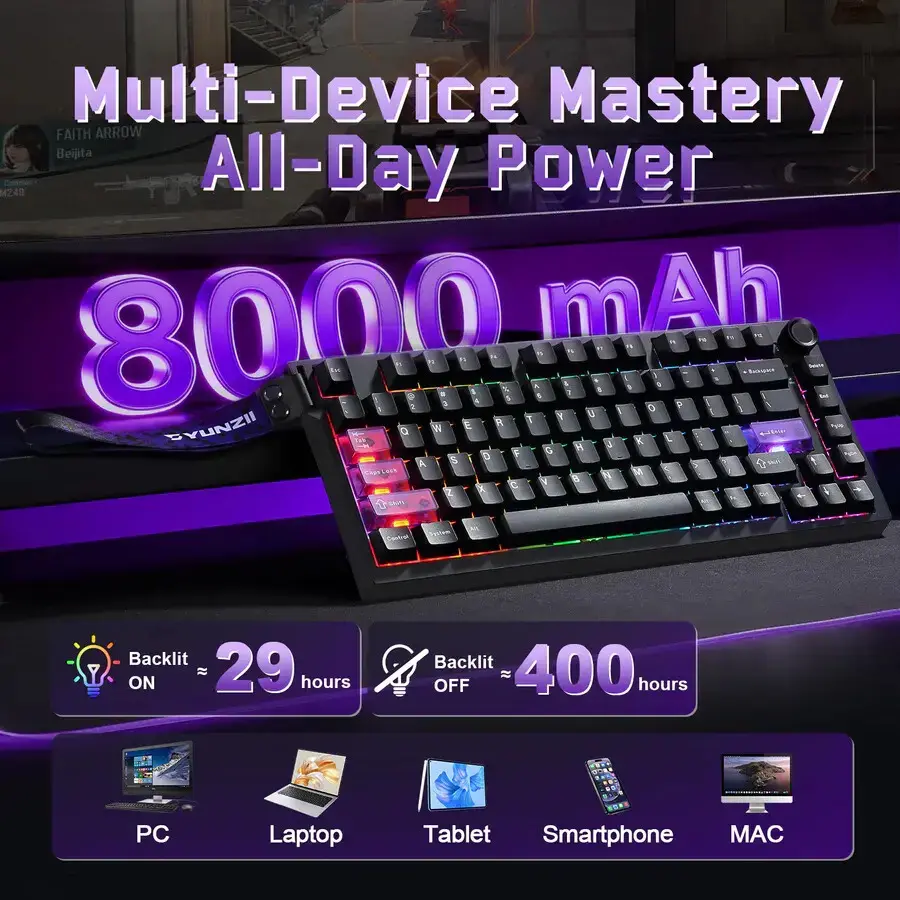 YUNZII RT75 PRO : clavier gaming Dual 8K, switches magnétiques et rapid trigger 8 YUNZII RT75 PRO: clavier gaming 75%, Dual 8K, switches magnétiques, rapid trigger, RGB, hot-swap, USB-C
