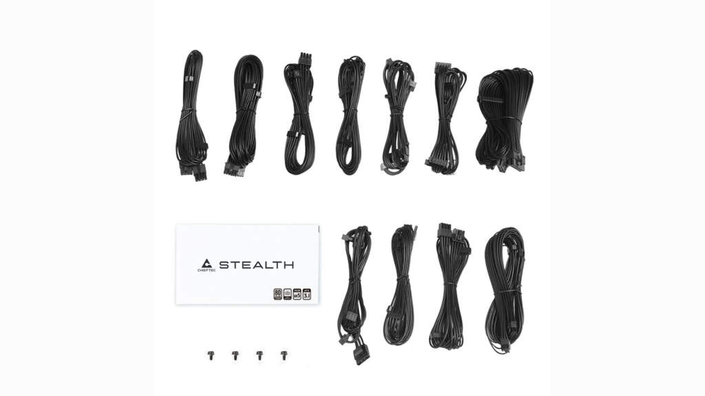 CHIEFTEC Stealth : de nouvelles alimentations Platinum 1000W et 1200W pour PC haut de gamme 5 CHIEFTEC Stealth câbles