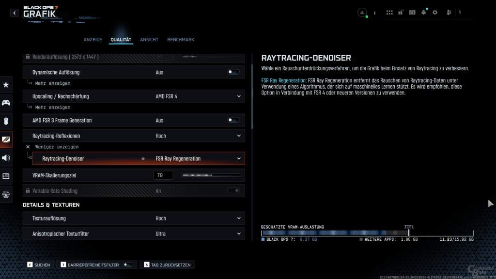 AMD FSR Ray Regeneration face à DLSS RR : premiers tests sur Black Ops 7 5 FSR ray regeneration black ops 7