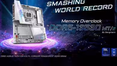 GIGABYTE Z890 AORUS TACHYON ICE record DDR5 13530 MTs