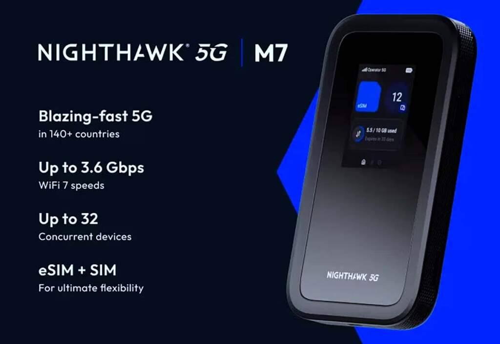 Netgear Nighthawk 5G M7 : hotspot Wi‑Fi 7 avec eSIM et appli dédiée pour voyager connecté 2 Nighthawk 5G M7 Portable WiFi Hotspot