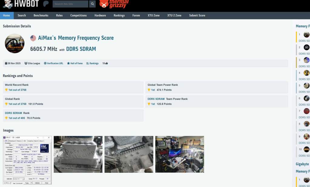 La Patriot Viper Xtreme 5 DDR5 fracasse le record du monde : première à atteindre 13 211 MT/s 2 Patriot Viper Xtreme 5 record HWBot
