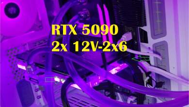 RTX 5090 à plus de 800 W : un moddeur active deux 16 broches et un shunt sur une Gigabyte 14 RTX 5090 mod 2x 12v 2x6