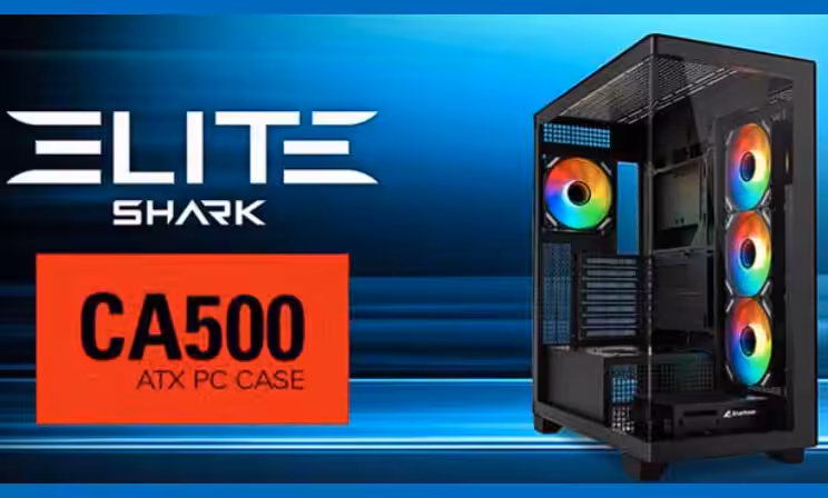 Sharkoon ELITE SHARK CA500 et CM100 : boîtiers premium en verre trempé pour PC performants et élégants 1 Sharkoon ELITE SHARK CA500 Couv