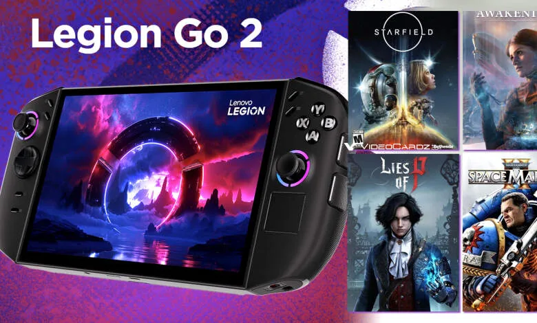 AMD offre 4 jeux Steam avec le Lenovo Legion Go 2 chez Costco : Starfield inclus 1 Visuel promotionnel Lenovo Legion Go 2 avec logo AMD et mention d’un bundle de quatre jeux Steam, offre exclusive Costco.