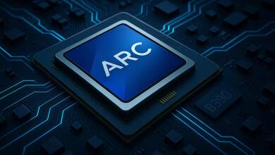 L’image illustre le futur iGPU Arc B390 intégré aux processeurs Intel Panther Lake. Elle est générée par intelligence artificielle