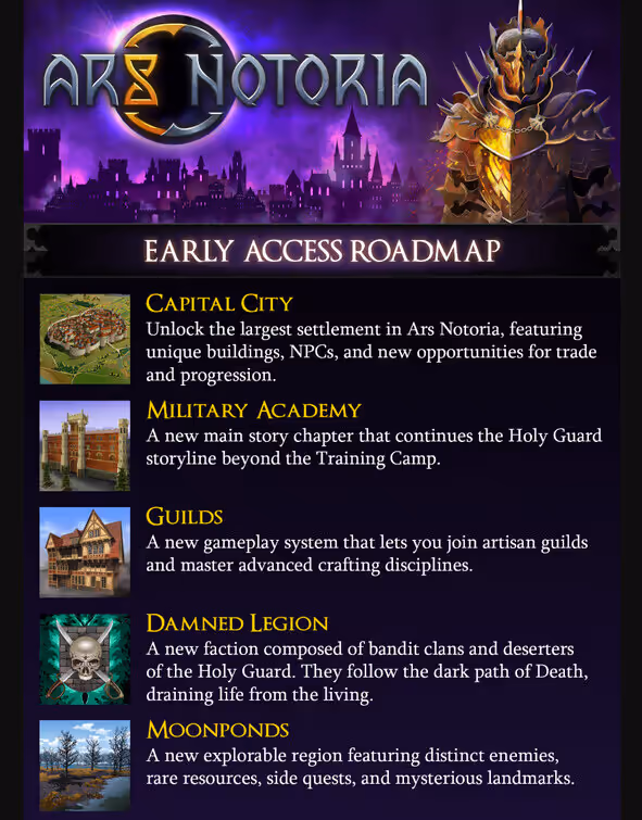 Ars Notoria entre en accès anticipé sur Steam : survie, craft et six écoles de magie 5 Interface de jeu PC montrant HUD, crafting, arbres de compétences magiques et textures haute résolution pour GPU