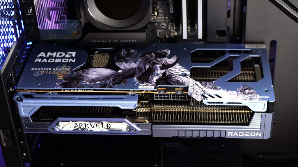 Unboxing de la ASRock Radeon RX 9070 XT Monster Hunter Wilds Edition 14 asrock amd radeon rx 9070 xt steel legend monster hunter 16 go montage pc