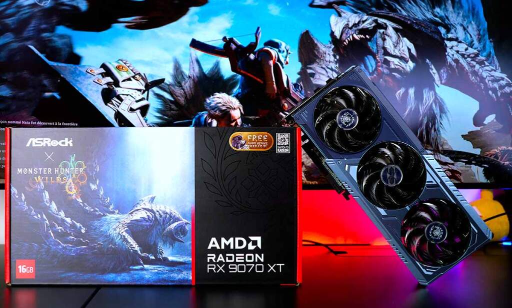 AMD préparerait une hausse des prix GPU, la mémoire flambe 3 asrock amd radeon rx 9070 xt steel legend monster hunter 16 go photo principale unboxing
