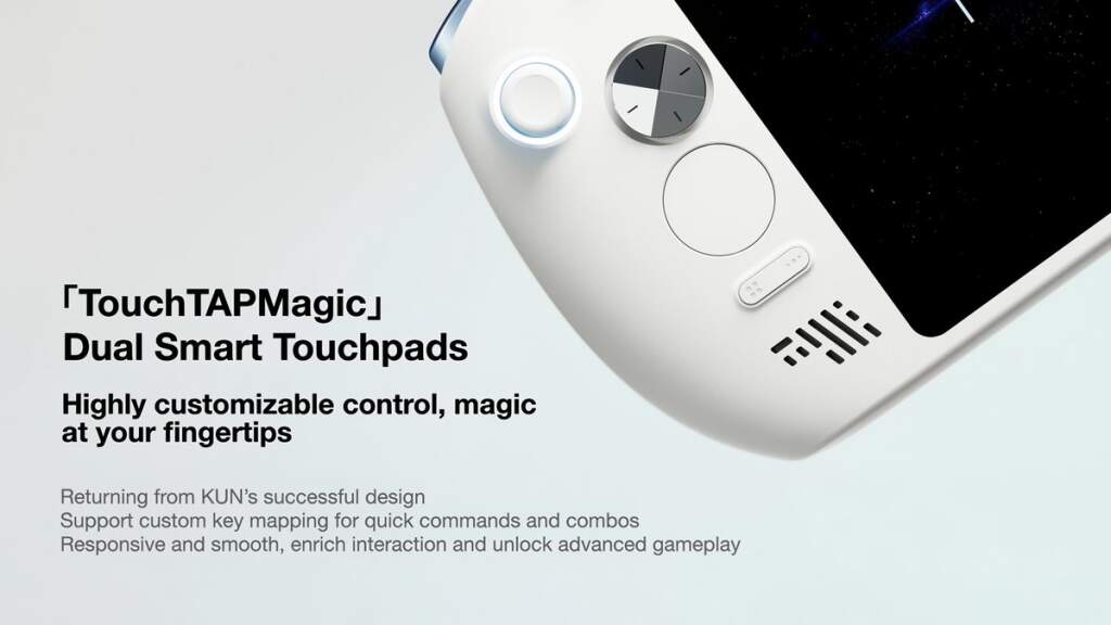 Vue de l'AYANEO Next 2 montrant le châssis, l'écran OLED 9 pouces et les détails du design, équipé d'APU Ryzen AI Max+ 395