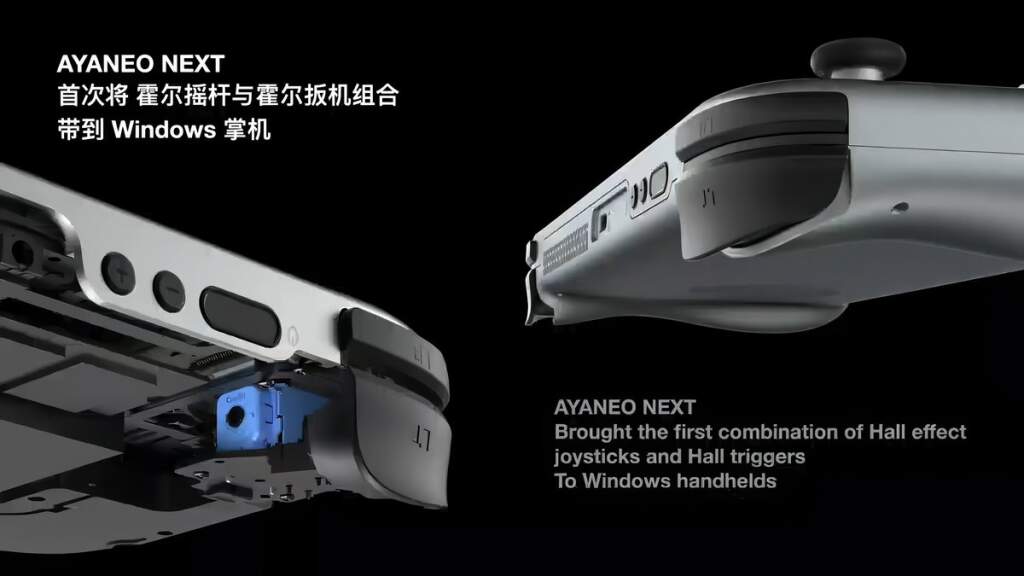 Vue de face de l'AYANEO Next 2 montrant l'écran OLED 9" et le châssis portable, APU Ryzen AI Max+ 395 mis en avant