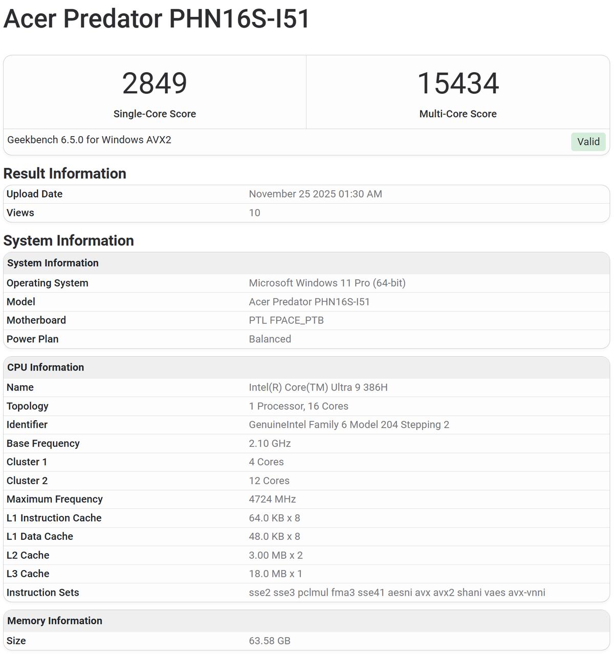 Photo du processeur Intel Core Ultra 9 386H Panther Lake présenté sur fond neutre, montrant le packaging et l’inscription du