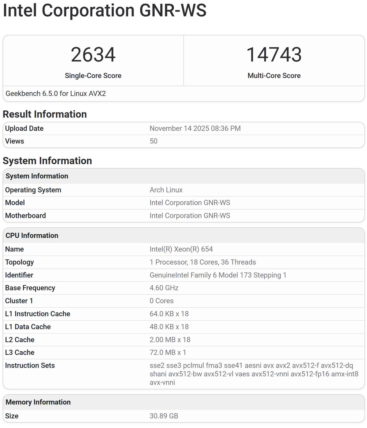 Intel Xeon Granite Rapids-WS : fuite d’une gamme 600 avec jusqu’à 336 Mo de cache 2 Vue du processeur Intel Xeon Granite Rapids-WS présenté en gros plan, fuite gamme 600 indiquant jusqu'à 336 Mo de cache