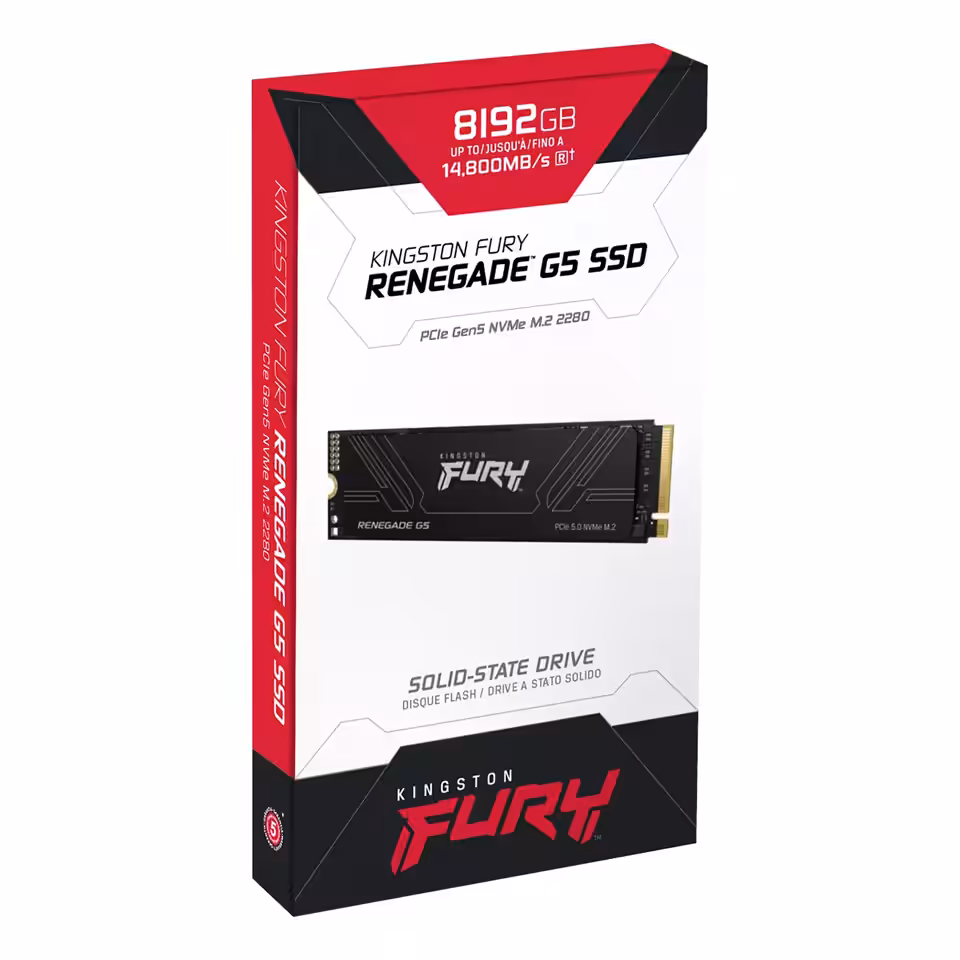 Kingston FURY Renegade G5 : la version 8 To débarque pour booster PCIE 5.0 20 Kingston FURY Renegade G5 8 To NVMe PCIe 5.0 – SSD M.2 haute performance, dissipateur, vitesses extrêmes