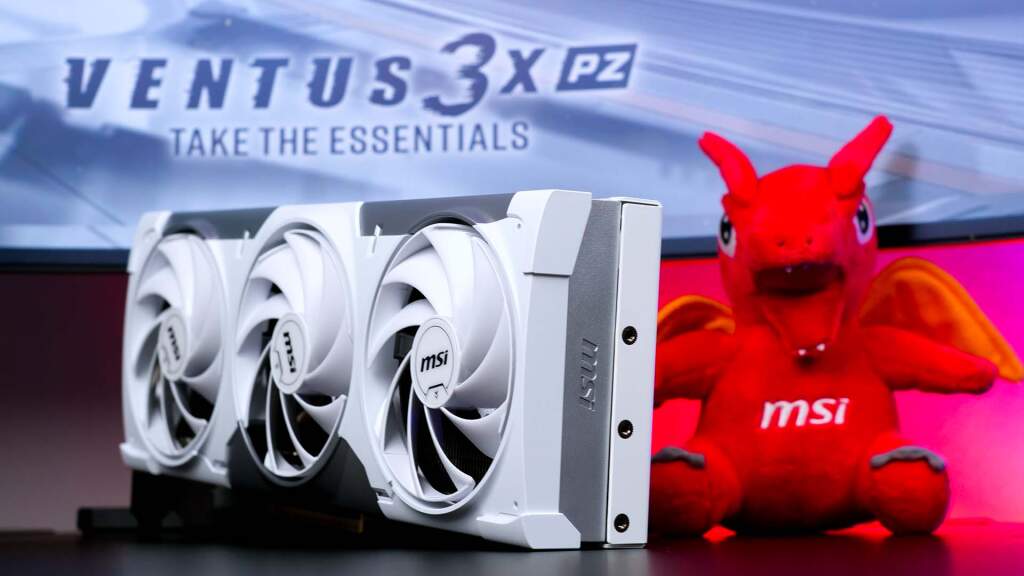 msi rtx 5070 ti ventus 3x pz vue sur coté arriere logo msi gravé
