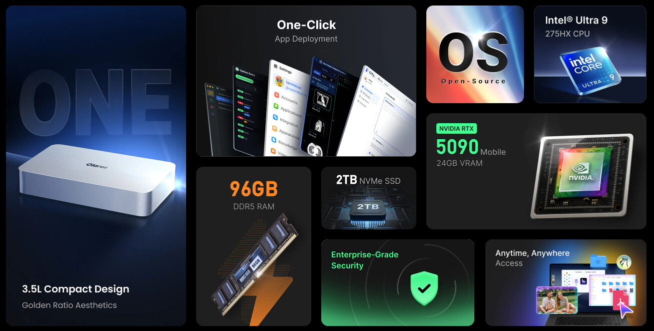Olares One: cloud IA domestique avec GPU RTX 5090 Mobile, 96 Go RAM, serveur compact haute performance