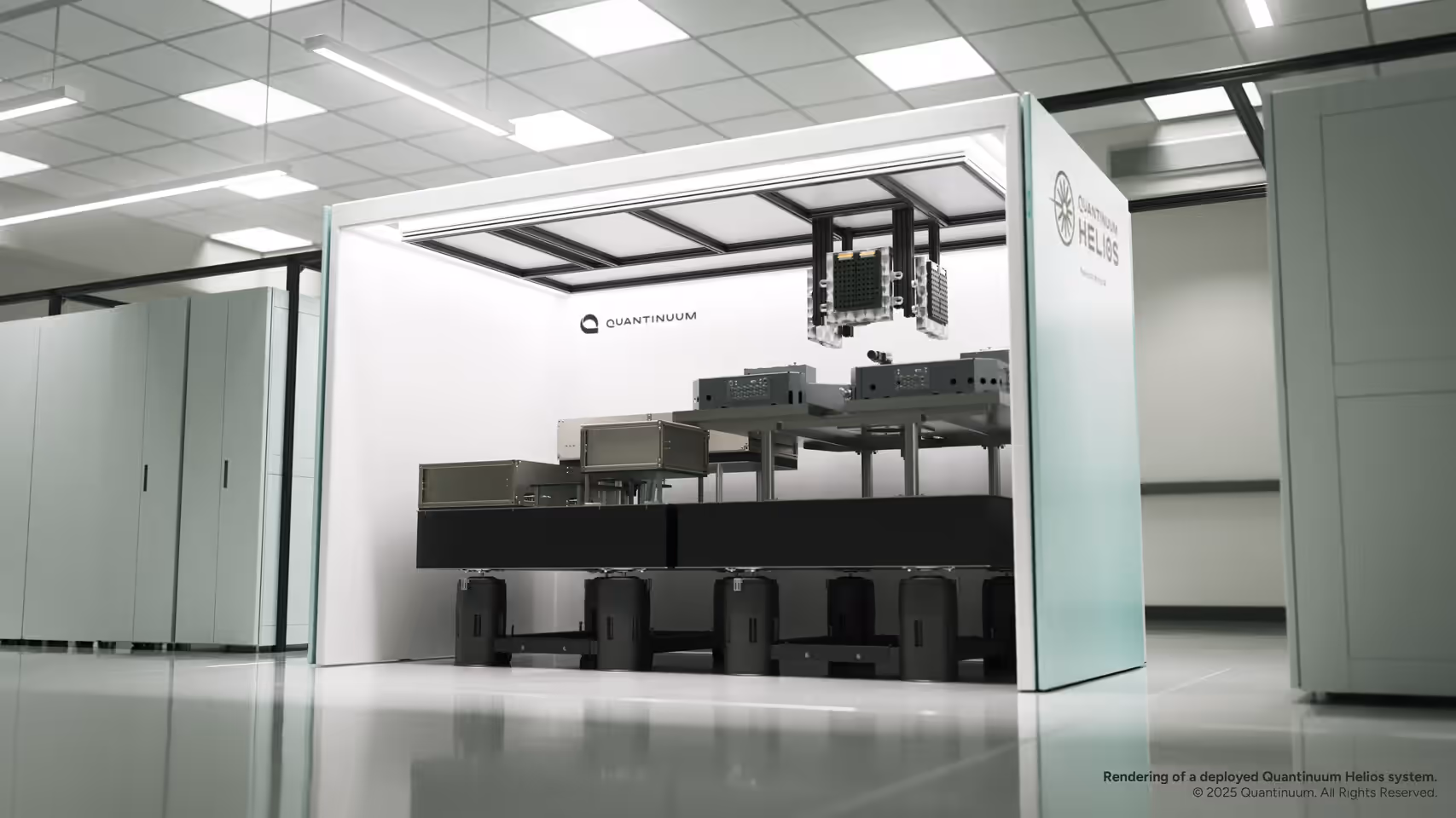 Quantinuum Helios — ordinateur quantique d’entreprise ultra-précis, rack matériel, processeurs qubits, calcul haute performance