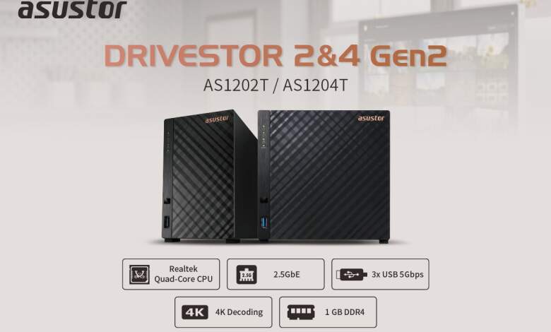 ASUSTOR Drivestor Gen 2 : deux NAS Accessibles AS1202T et AS1204T avec 2,5 GbE 1 ASUSTOR Drivestor Gen 2 NAS AS1202T/AS1204T, 2,5 GbE, boîtiers RAID domestiques, stockage réseau haute performance