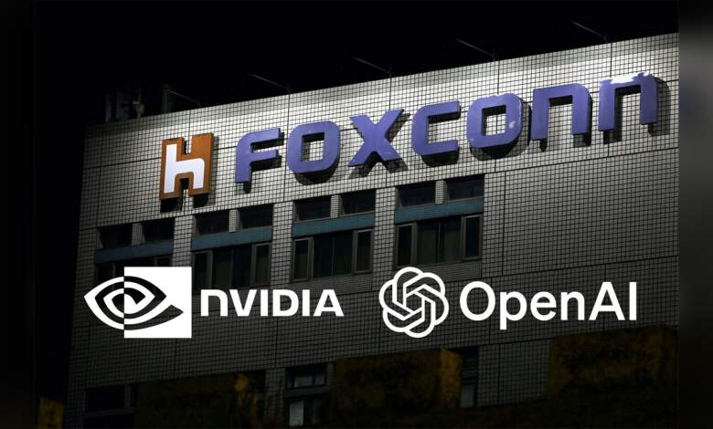 Centre de données Foxconn avec racks GPU NVIDIA pour supercalculateur 1,4 Md$, interconnexion haute performance, refroidissement liquide
