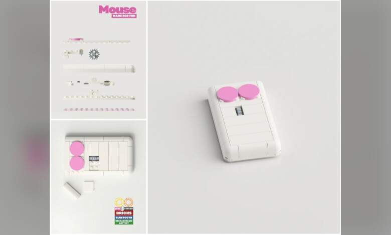 KBDcraft Shamshel — souris modulaire type briques pour bidouilleurs, capteur gaming, switches interchangeables, design personnalisable