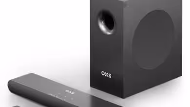 Barre de son OXS S21 2.1 avec caisson, 240 W, réponse 45 Hz, HDMI ARC, design compact pour home cinéma