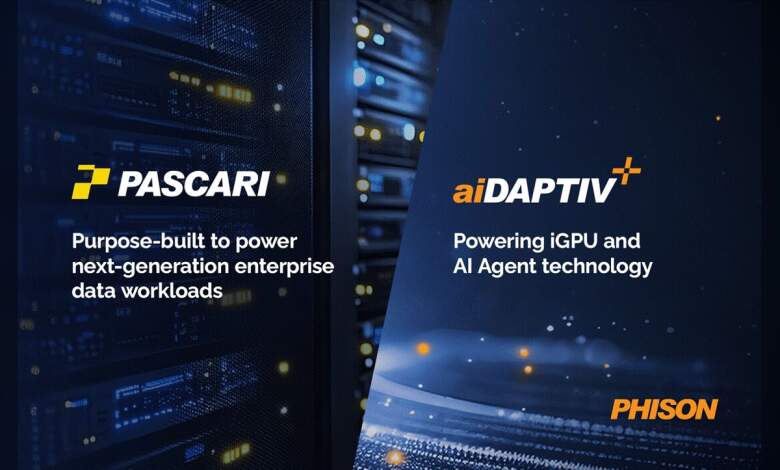 SSD Phison Pascari X201/D201 Gen5 pour IA, contrôleur NVMe, form factor M.2, aiDAPTIV+ iGPU optimisation, performance haute bande passante