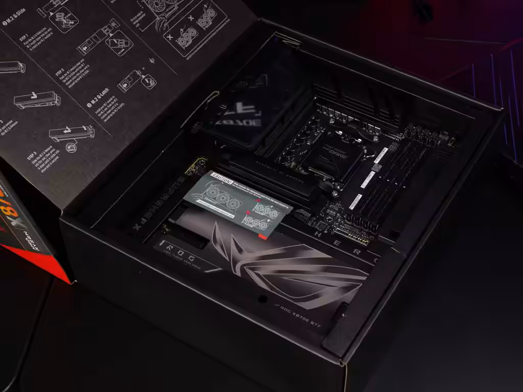 rog crosshair x870e hero btf box open
