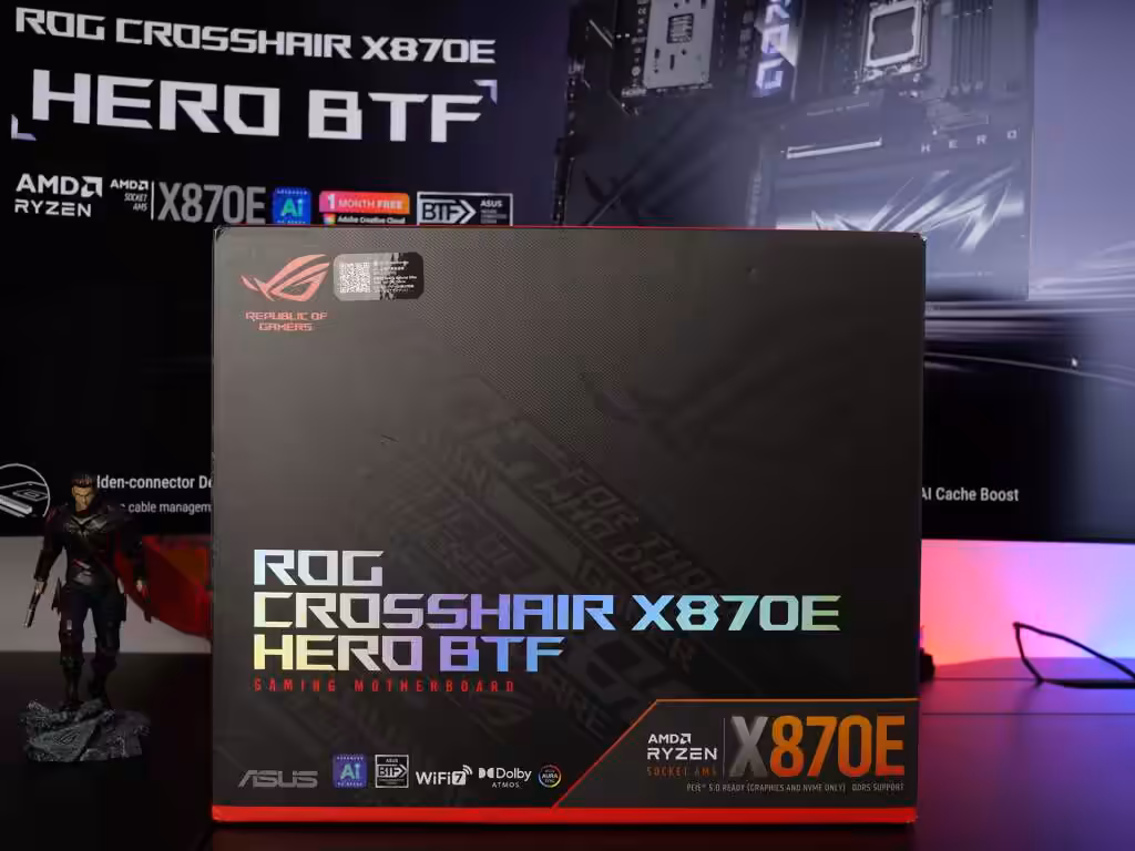 rog crosshair x870e hero btf box recto