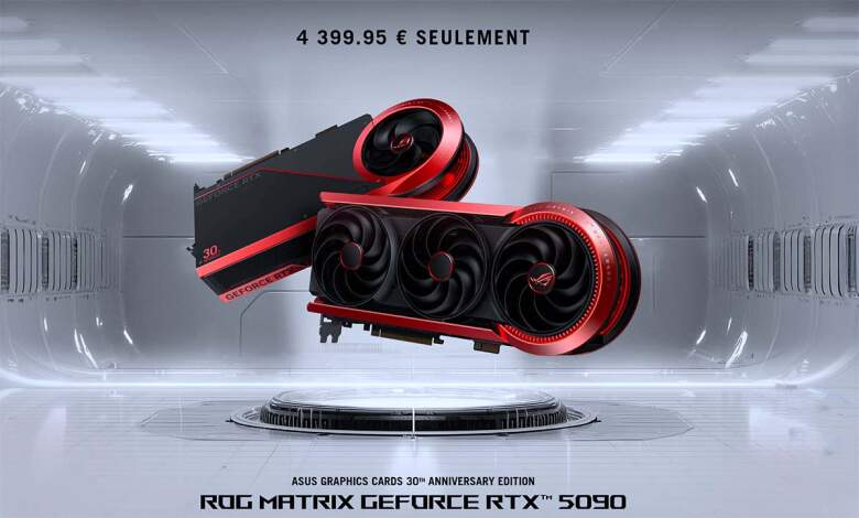 ASUS ROG Matrix Platinum RTX 5090 à 4 399 € en France : édition limitée à 1 000 unités 1 rog matrix rtx5090 p32g 30th prix 4399 eur