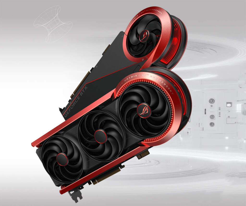 ASUS ROG Matrix Platinum RTX 5090 à 4 399 € en France : édition limitée à 1 000 unités 32 rog matrix rtx5090 p32g 30th quad fans