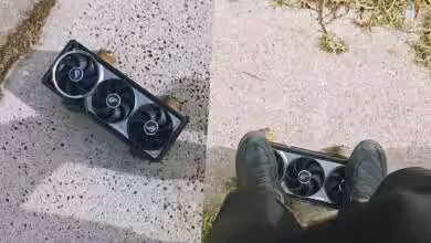 RTX 5080 : le radiateur ROG Astral transformé en skateboard par un moddeur 36 Moddeur transformant le radiateur ROG Astral d’une RTX 5080 en skateboard, grosse plaque ailetée montée avec trucks et roues,