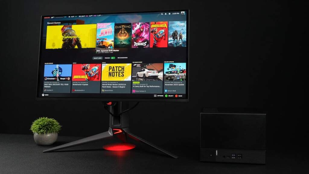 Vue du boîtier GameCube custom associé à une Steam Machine DIY à 600 dollars, illustrant la configuration matérielle et la co