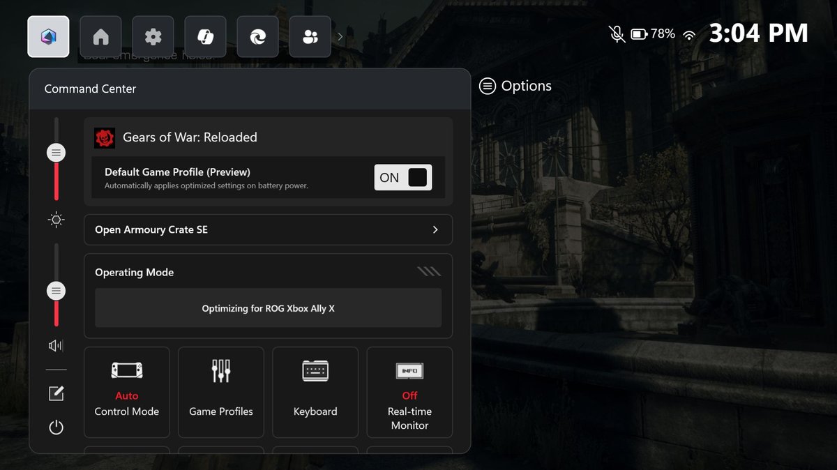 Default Game Profiles arrivent sur ROG Xbox Ally X : FPS et TDP réglés par jeu 3 Gros plan de Gears Reloaded sur ROG Ally illustrant les Default Game Profiles Xbox ajustant FPS et TDP par jeu