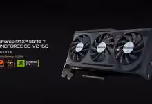 Carte graphique Gigabyte RTX 5070 Ti Windforce V2 raccourcie montrant l'absence de gel thermique et le refroidissement à aile